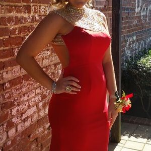 Stunning red formal long gown for Prom, Homecoming, or Wedding Guest